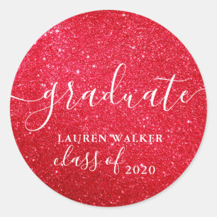 luxurious graduate red glitter monogram Sticker