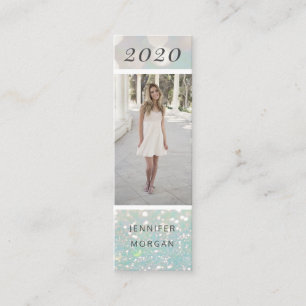 Luxurious graduation glitter photo Name Card