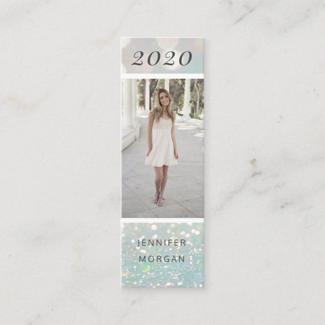 Luxurious graduation glitter photo Name Card (Front)