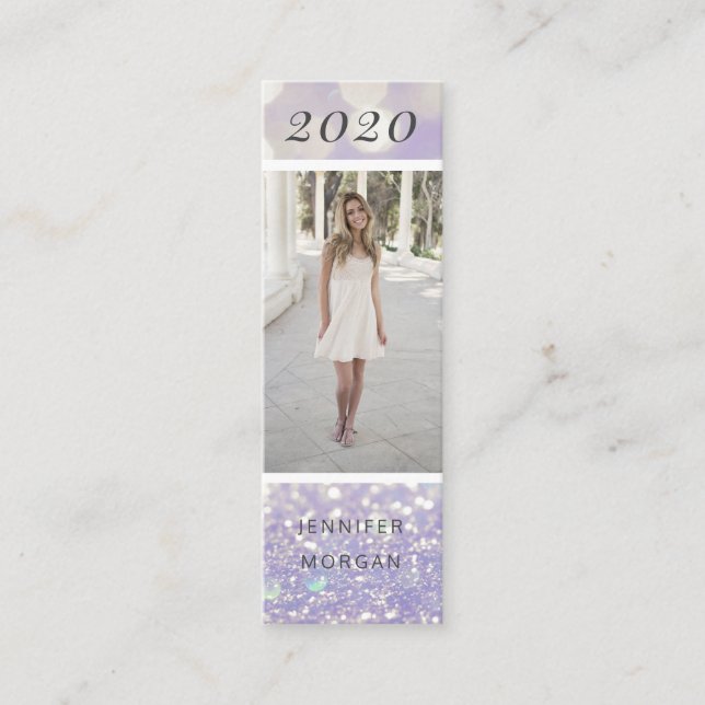 Luxurious graduation glitter photo Name Card (Front)