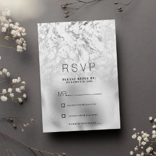Luxurious gray white silver marble RSVP Invitation