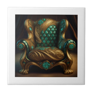 Luxurious Green And Gold Armchair Tile