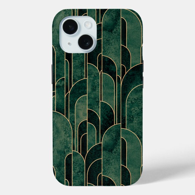 Luxurious Green and Gold Art Deco Pattern Case-Mate iPhone Case (Back)