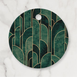 Luxurious Green and Gold Art Deco Pattern Favour Tags