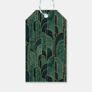 Luxurious Green and Gold Art Deco Pattern Gift Tags