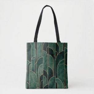 Luxurious Green and Gold Art Deco Pattern Tote Bag