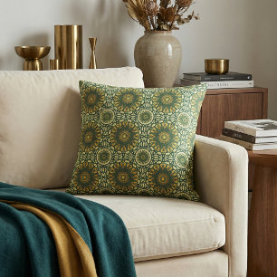 Luxurious Green and Yellow Baroque Pattern Fabric
