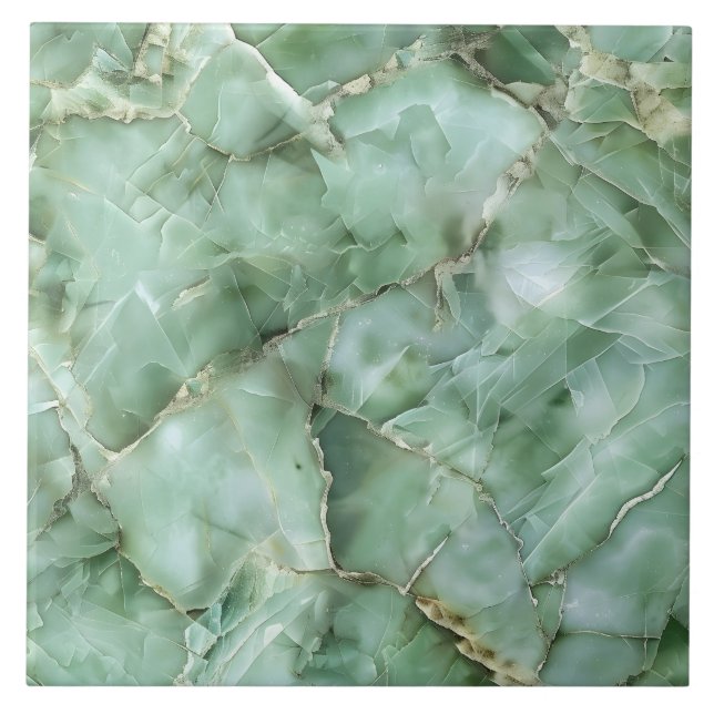 Luxurious Green Gemstone Modern Glam Aesthetic Tile (Front)