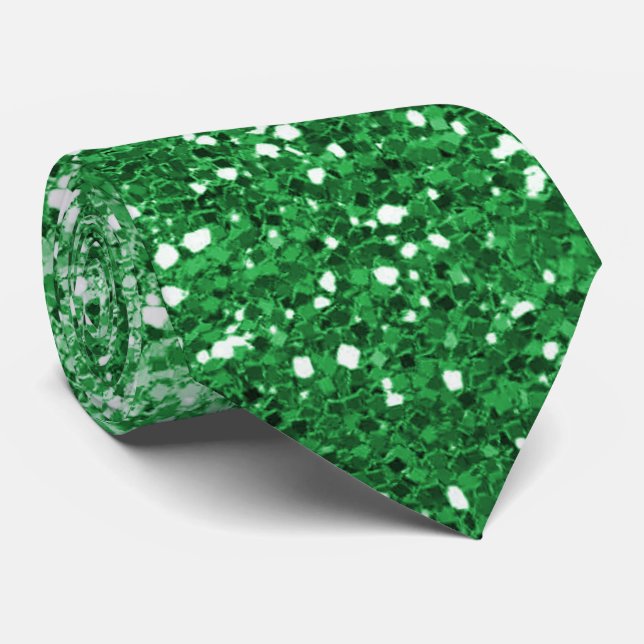 Luxurious Green Glitter Ombre Neck Tie  (Rolled)