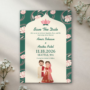 Luxurious Green Lotus Lanterns Indian Wedding Save The Date