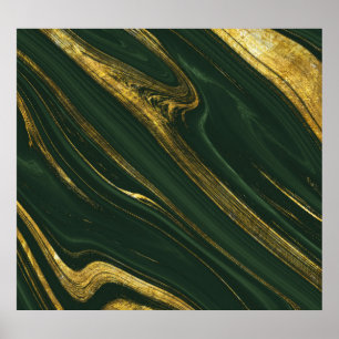Luxurious Green Onyx: Golden Marble. Poster