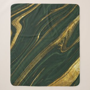 Luxurious Green Onyx: Golden Marble. Sherpa Blanket