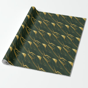 Luxurious Green Onyx: Golden Marble. Wrapping Paper