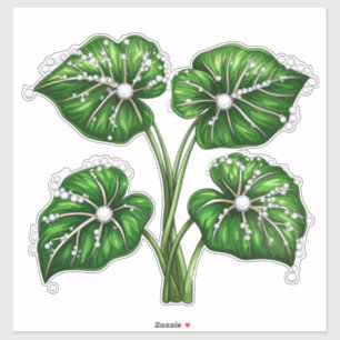 Luxurious Green Plant With Diamond-Studded Leaves