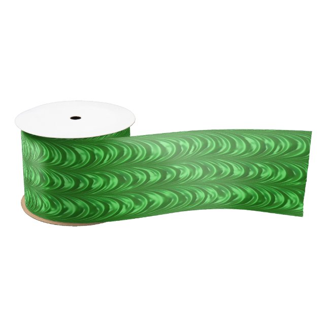 Luxurious Green Ruched Satin Scalloped Pattern Satin Ribbon (Spool)