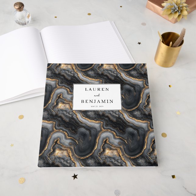 Luxurious Grey Marbled Elegancy Guest Book (Front Open)