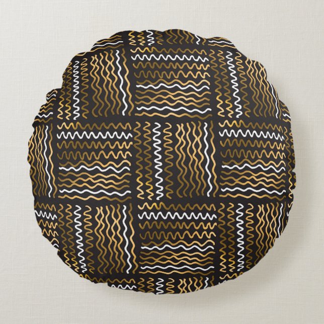 Luxurious hand-drawn seamless pattern. round cushion (Front)