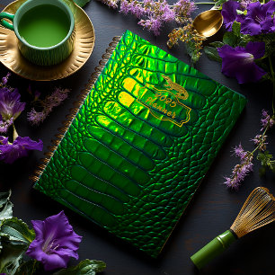 Luxurious Iridescent Green Faux Crocodile Notebook