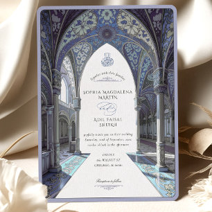 Luxurious Islamic Wedding Blue Mosque Details Invitation