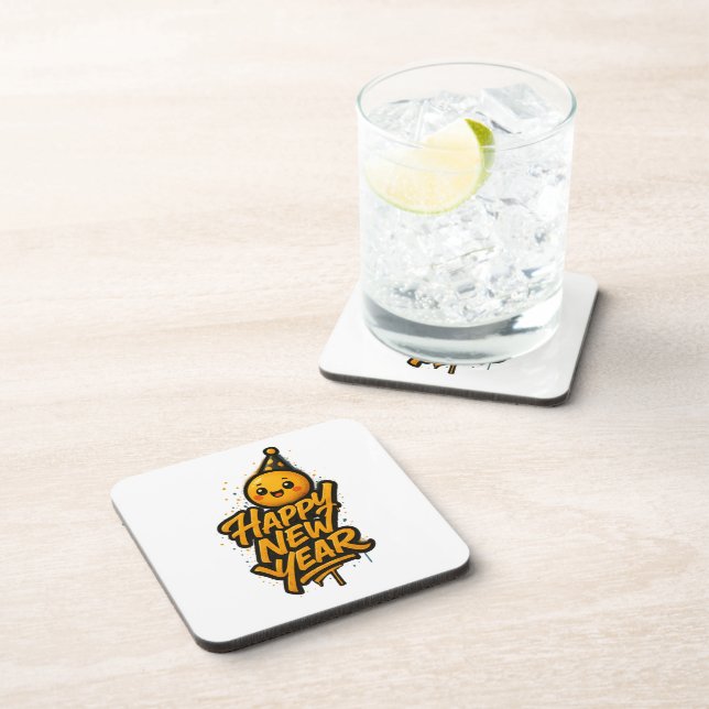 Luxurious Kawaii New Year Graffiti — Diagonal Cele Coaster (Right Side)