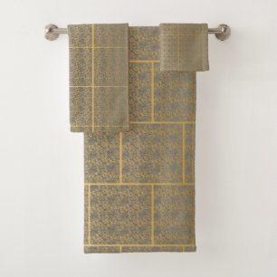 LUXURIOUS LACE GREY GOLD 2 HAMPTON TOWEL SET