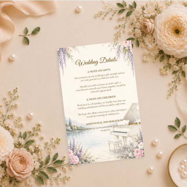 Luxurious Lakeside Piano Romance Wedding  Enclosure Card (Creator Uploaded)