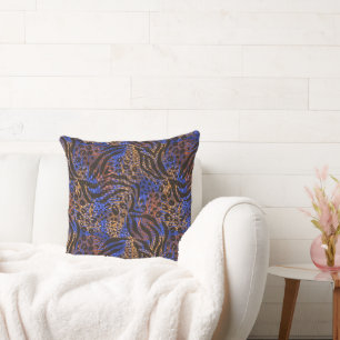 Luxurious Leopard and Zebra Print Pattern Cushion
