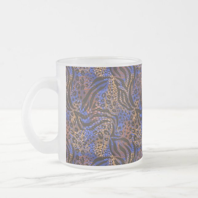 Luxurious Leopard and Zebra Print Pattern Frosted Glass Coffee Mug (Left)