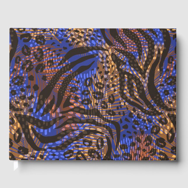 Luxurious Leopard and Zebra Print Pattern Guest Book (Front)