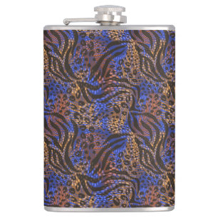 Luxurious Leopard and Zebra Print Pattern Hip Flask