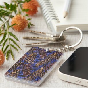 Luxurious Leopard and Zebra Print Pattern Key Ring