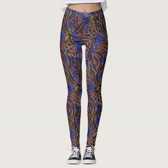 Luxurious Leopard and Zebra Print Pattern Leggings (Front)