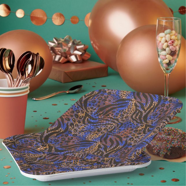 Luxurious Leopard and Zebra Print Pattern Paper Plate (Multi)