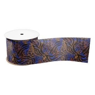 Luxurious Leopard and Zebra Print Pattern Satin Ribbon