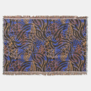 Luxurious Leopard and Zebra Print Pattern Throw Blanket