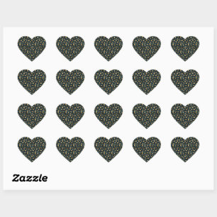 Luxurious Leopard Spots Dark Blue Wild Glam Heart Sticker