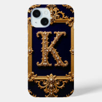 Luxurious Letter K in Ornate Golden Frame