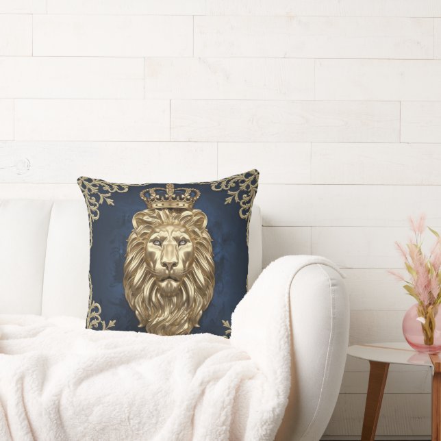 Luxurious Lion’s Throw Pillow. Cushion (Couch)