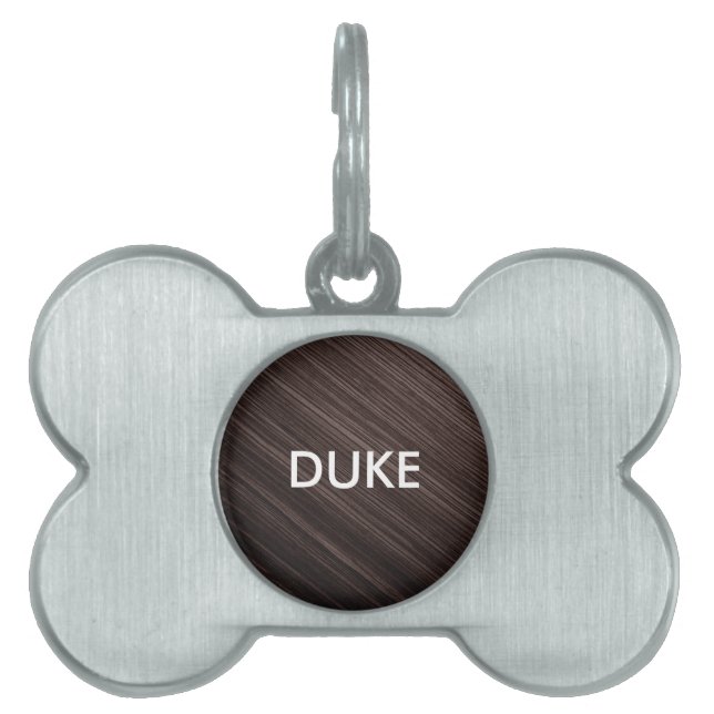 Luxurious Mahogany Wood Look Background Pet ID Tag (Front)
