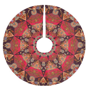 Luxurious mandala seamless, starry floral. brushed polyester tree skirt