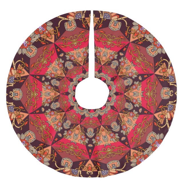 Luxurious mandala seamless, starry floral. brushed polyester tree skirt (Front)