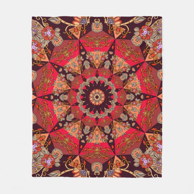 Luxurious mandala seamless, starry floral. fleece blanket (Front)