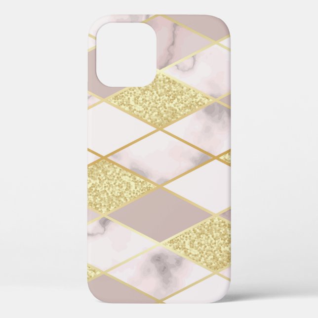 Luxurious Marble Golden Geometric Case-Mate iPhone Case (Back)