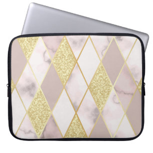 Luxurious Marble Golden Geometric Laptop Sleeve