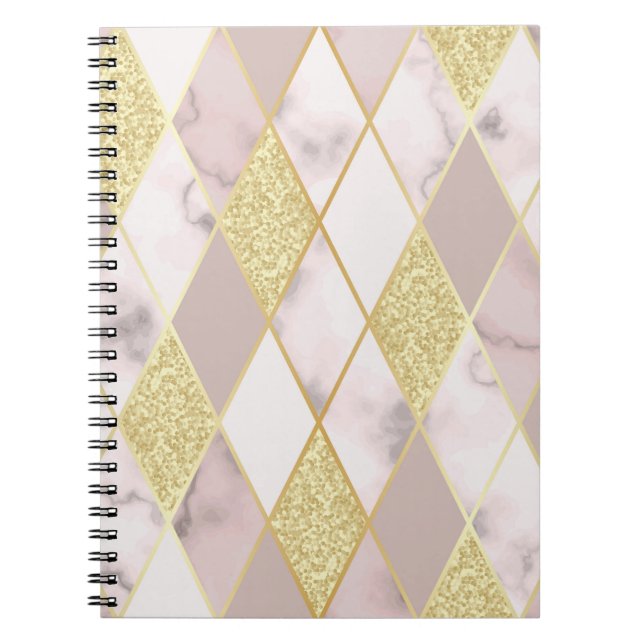 Luxurious Marble Golden Geometric Notebook (Front)