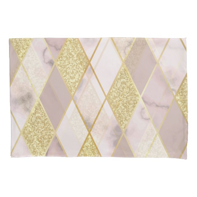 Luxurious Marble Golden Geometric Pillowcase (Front)