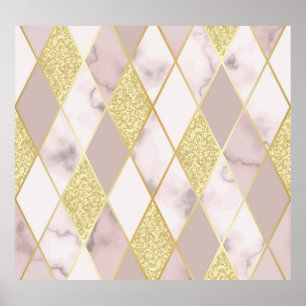 Luxurious Marble Golden Geometric Poster