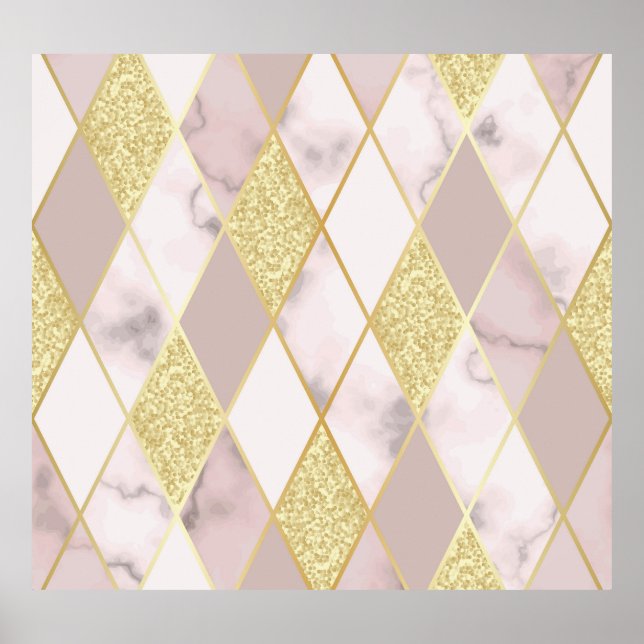 Luxurious Marble Golden Geometric Poster (Front)