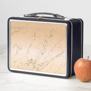 Luxurious Marble Veins Chic Light Brown Deluxe Metal Lunch Box