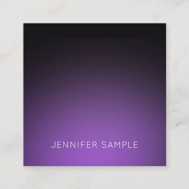 Luxurious Modern Clean Elegant Design Purple Plain Square Business Card (Front)